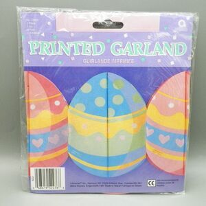 VTG Printed Hanging Paper Garland Colorful Easter Egg Design 8 Feet Long New